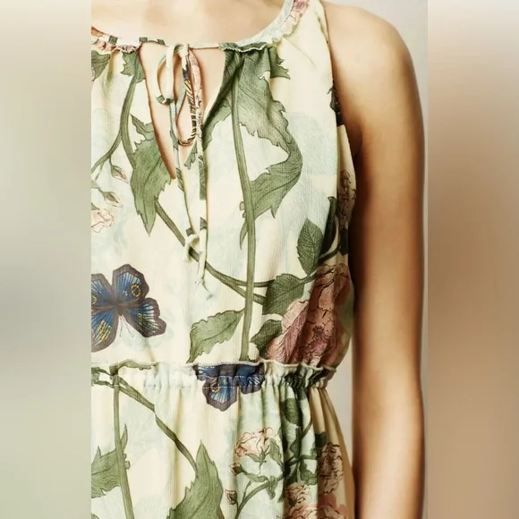 Anthropologie Maeve Tiered Maravilla Maxi Dress Butterfly Floral Size 8 - Picture 3 of 4